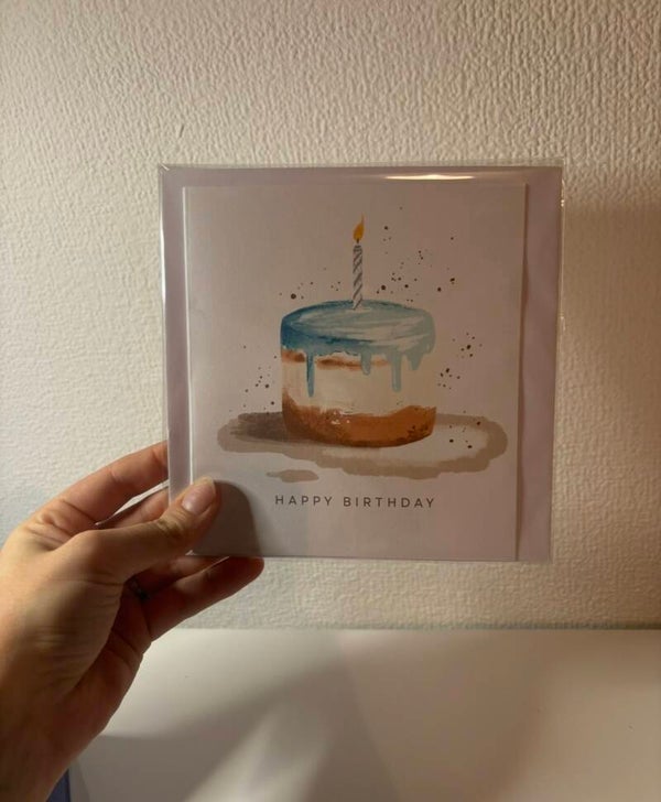 Blue Cake Birthday Card