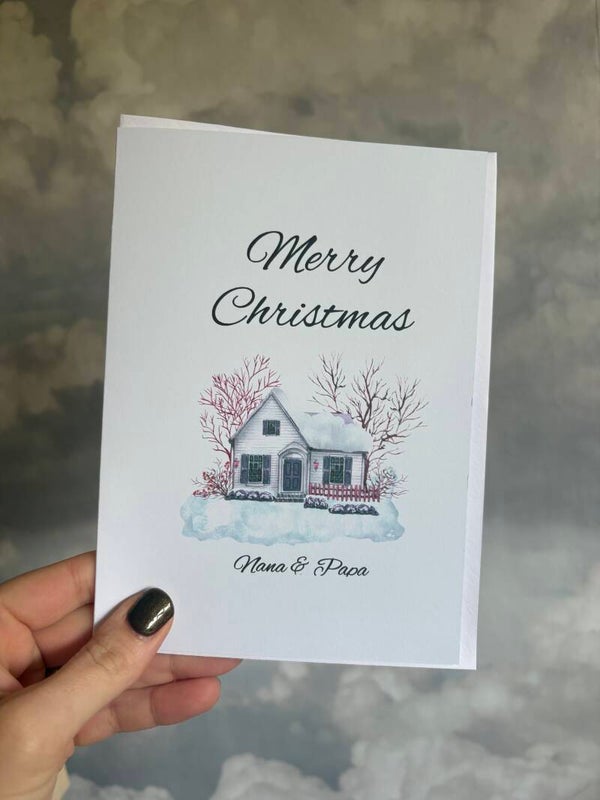 Nana & Papa Snow House Christmas Card