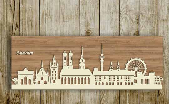 München Skyline aus Holz