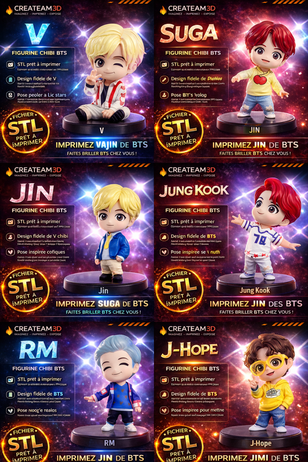 Pack Figurines Chibi BTS – Fichier STL