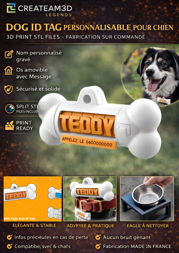 Dog ID -tag (PERSONNALISABLE)