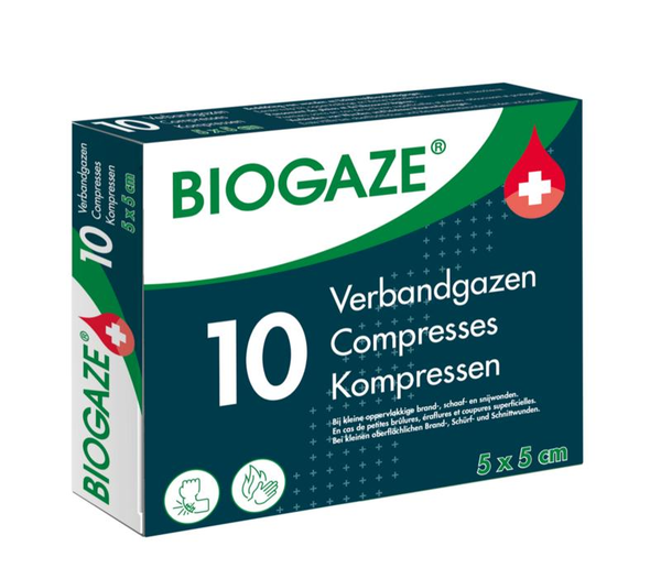 Biogaze Verbandgazen/Kompressen 5 x 5cm