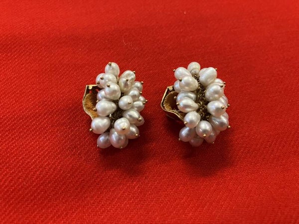 Early 1900’s 18k Gold Pearl Cluster Earrings