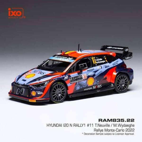 Modelauto 1:43 | IXO-Models RAM835.22 | Hyundai i20 N Rally1 Hybrid | Rallye Automobile Monte-Carlo 2022 #11 - T.Neuville - W.Martijn
