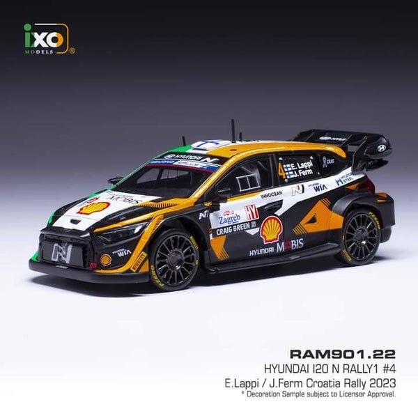 Modelauto 1:43 | IXO-Models RAM901.22 | Hyundai i20 N Rally1 Hybrid | Croatia Rally 2023 #4 - E. Lappi - J. Ferm