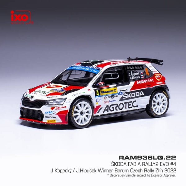 Modelauto 1:43 | IXO-Models RAM936LQ.22 | Skoda Fabia Rally2 EVO WRC | Agrotec Škoda Rally Team 2022 #4 - J.Kopecký - J.Hloušek