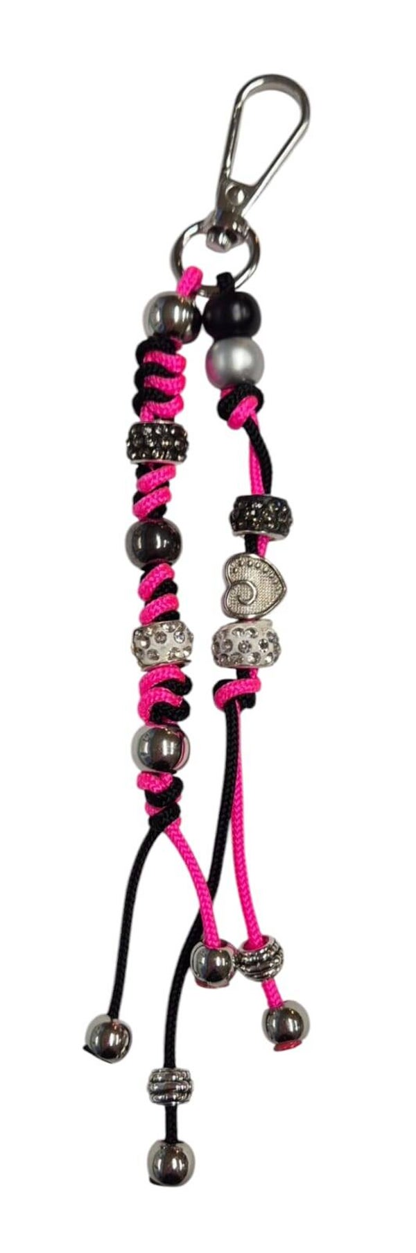 Tassenhanger Zwart met Neon roze gemengd