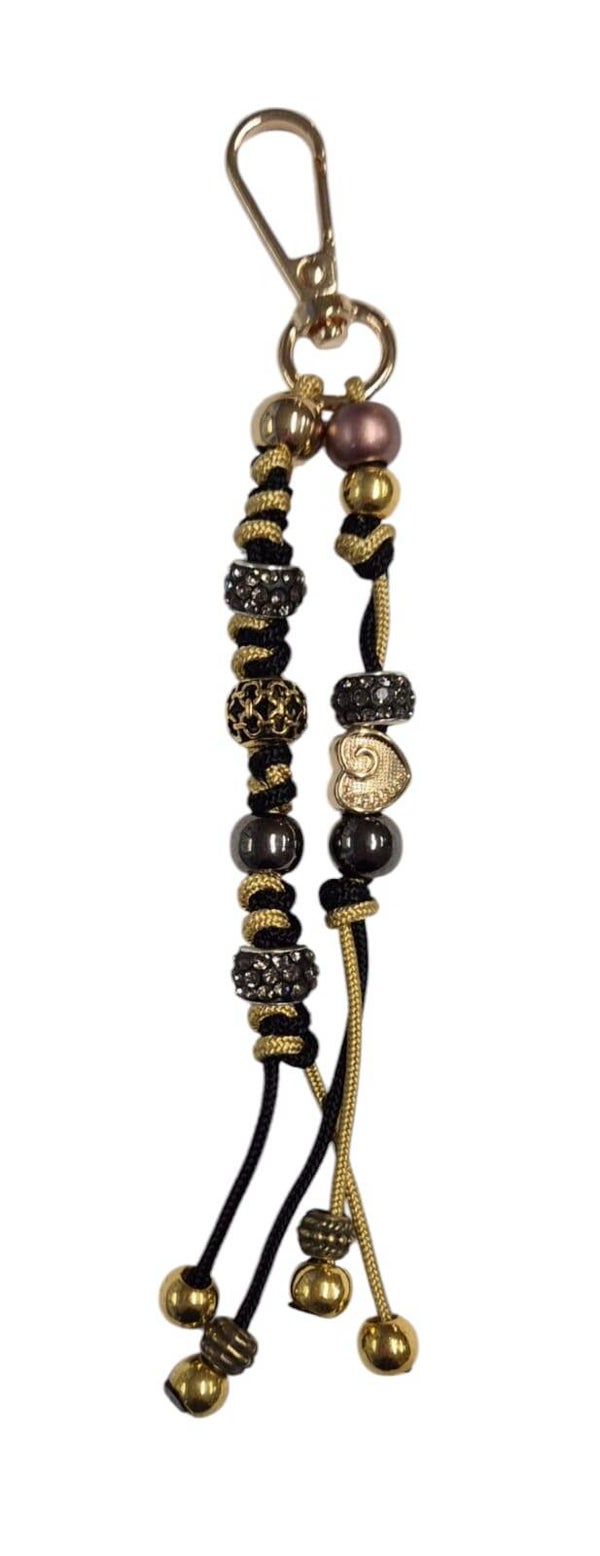 Tassenhanger zwart met goud gemengd