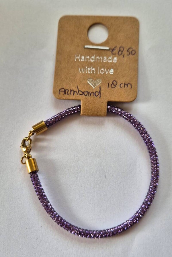 Armband Paars Strass