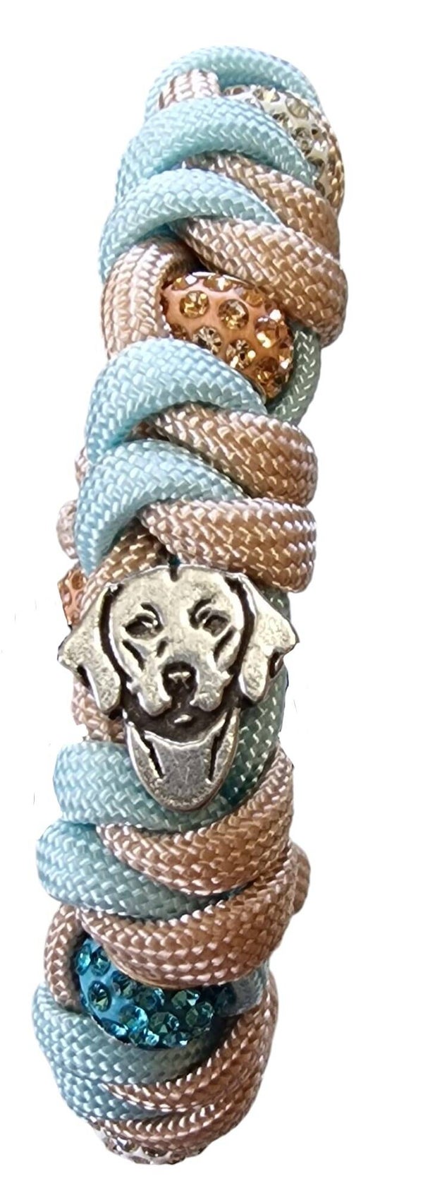 Armband in pastel kleuren licht blauw/beige met ras naar keuze