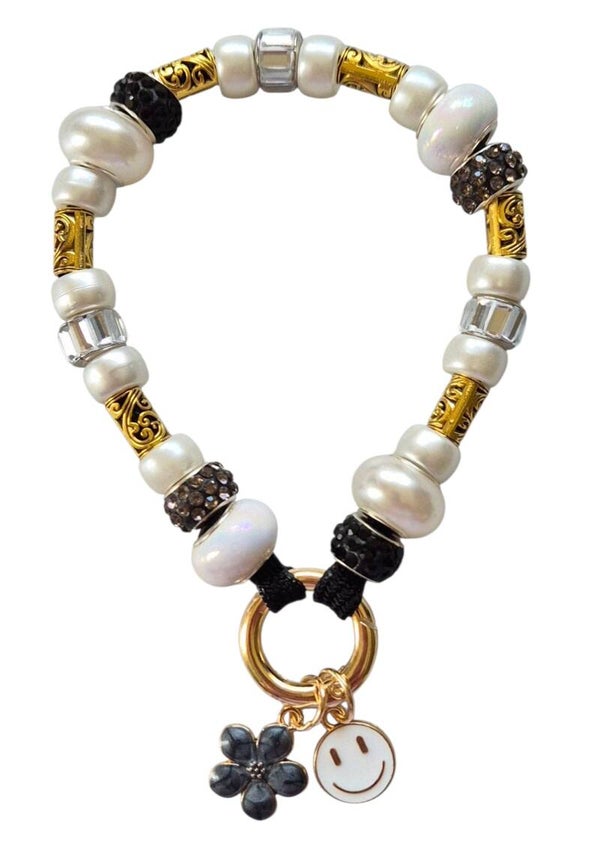 Armband ibiza style zwart/goud combi 1