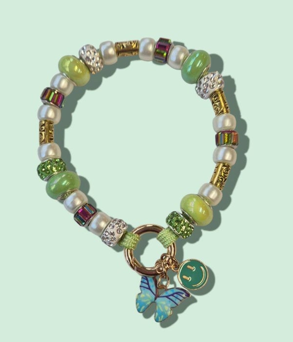 Ibiza armband style goud, mint/groen