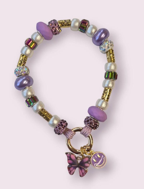 Ibiza armband style goud,Lila