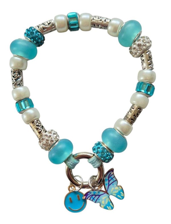 Ibiza armband style zilver, Turquoise