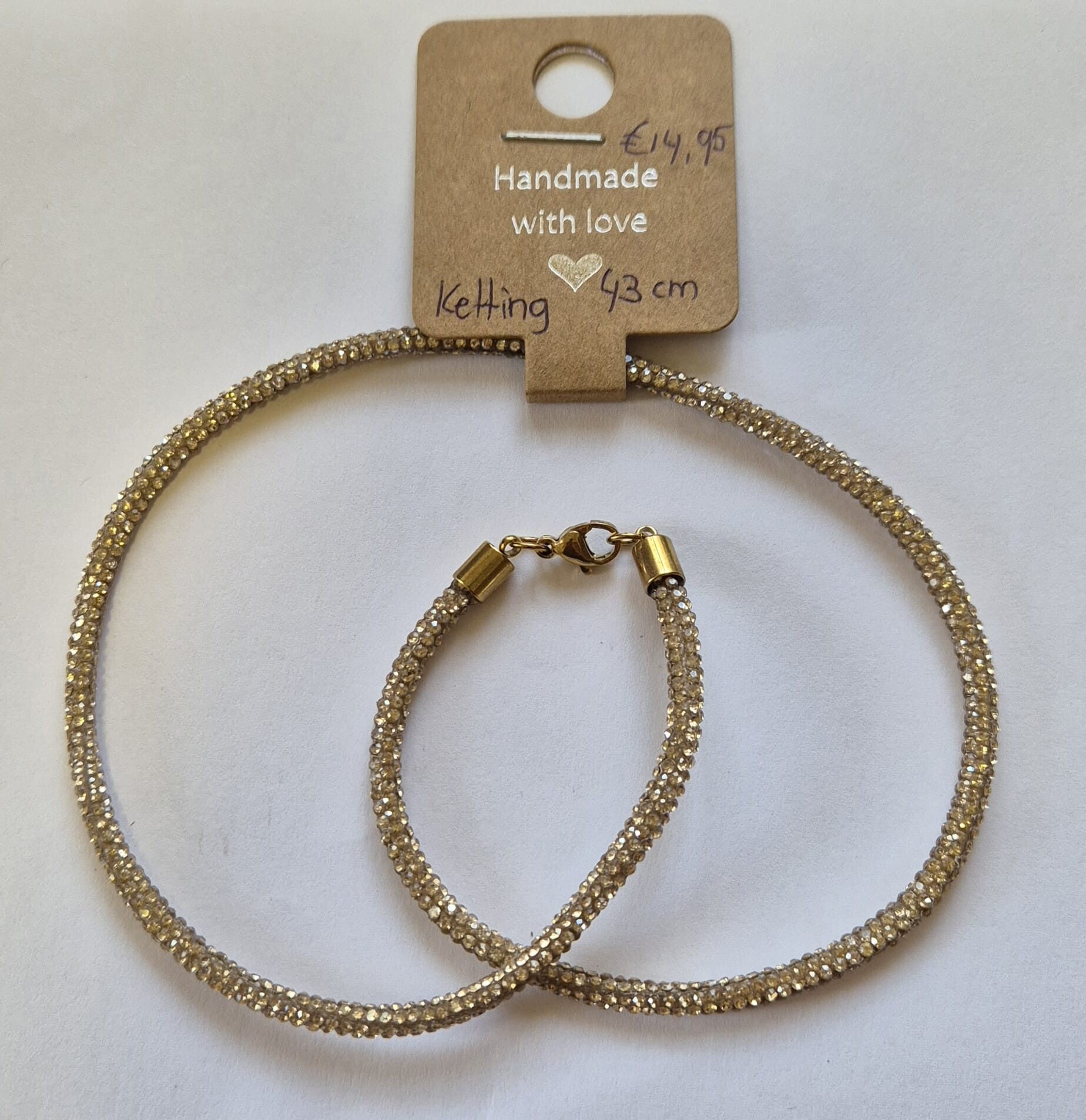 Ketting Champagne/Goud Strass
