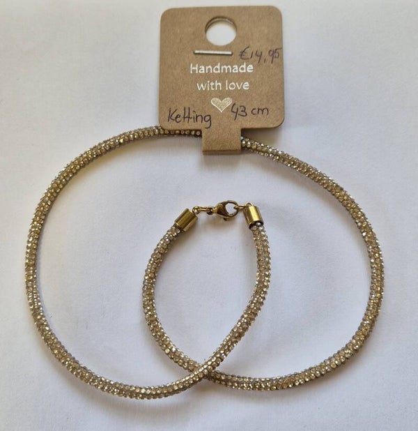 Ketting Champagne/Goud Strass