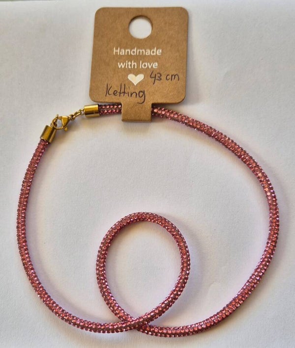 Ketting Roze Strass