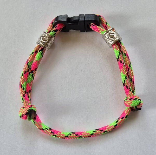 Puppy ID bandje Mix Zwart met Neon Rose/Groen