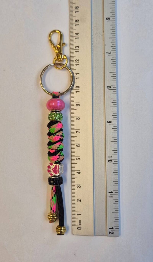 Sleutelhanger zwart, groen combie 2 met pootje