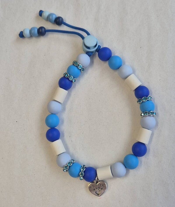 Tekenband met blauwe tinten en strass 12mm
