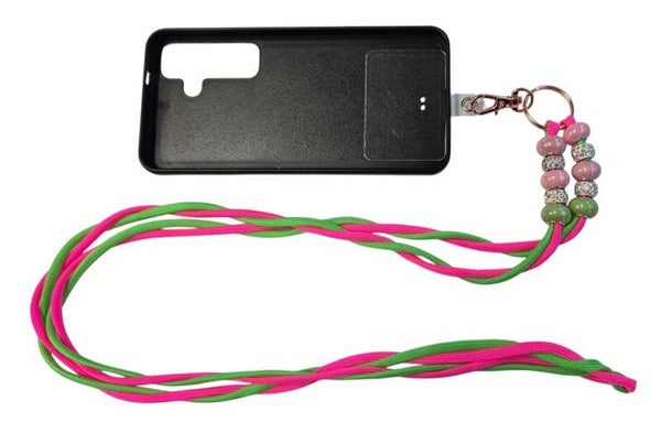 Telefoon koord lang neon groen/neon roze