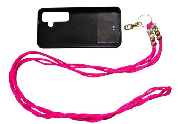 Telefoon koord lang neon roze combi