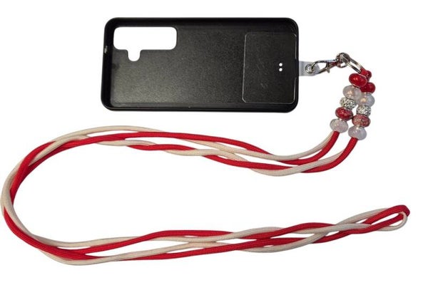 Telefoon koord lang rood/creme