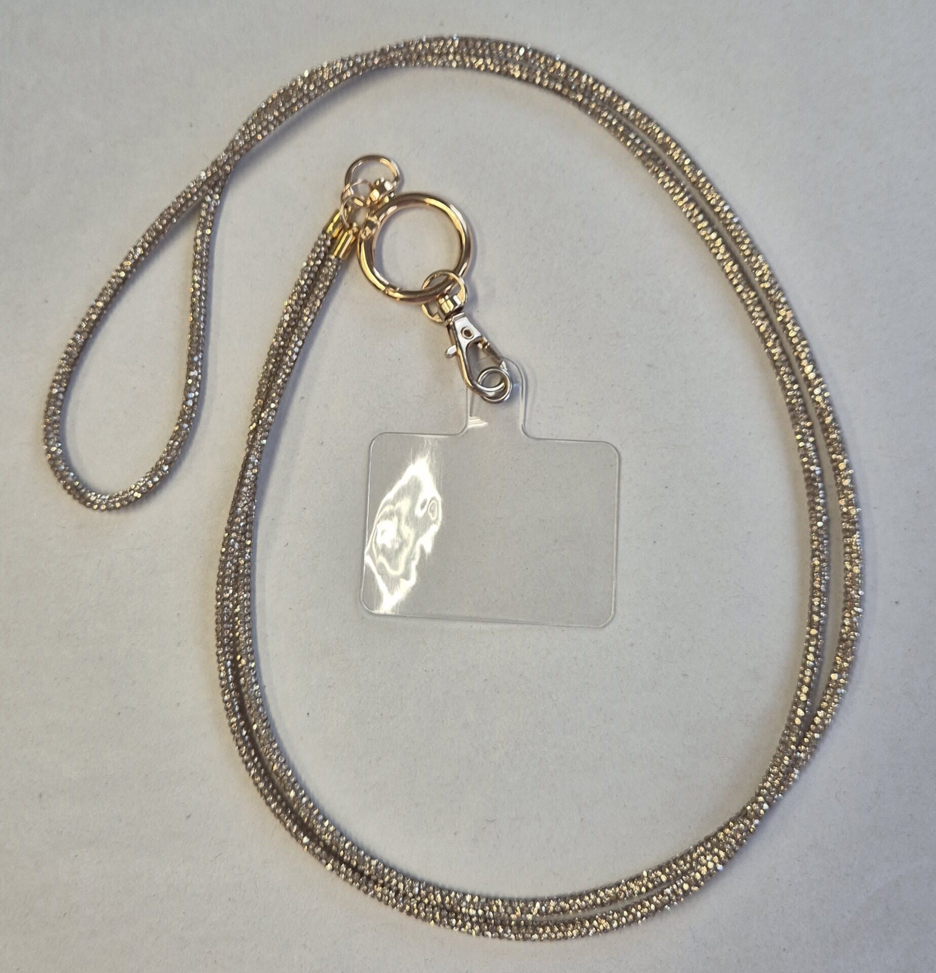 Telefoonkoord lang Champagne/Goud Strass