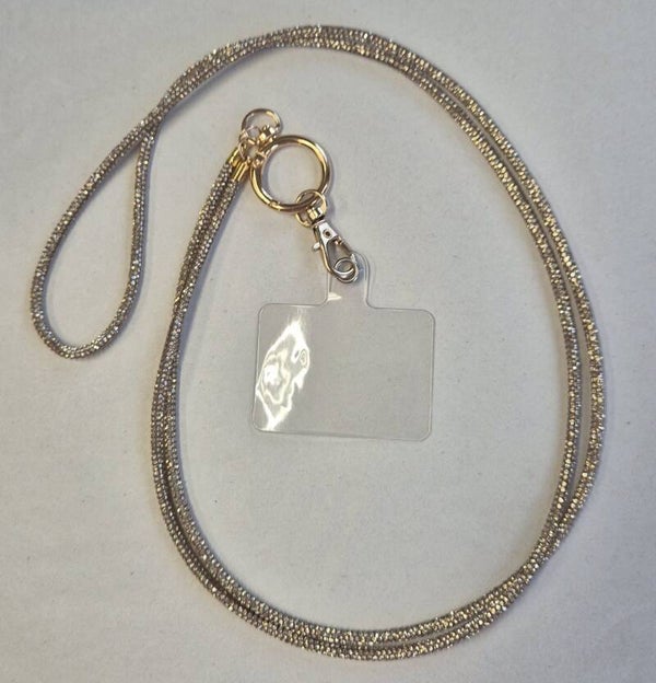 Telefoonkoord lang Champagne/Goud Strass