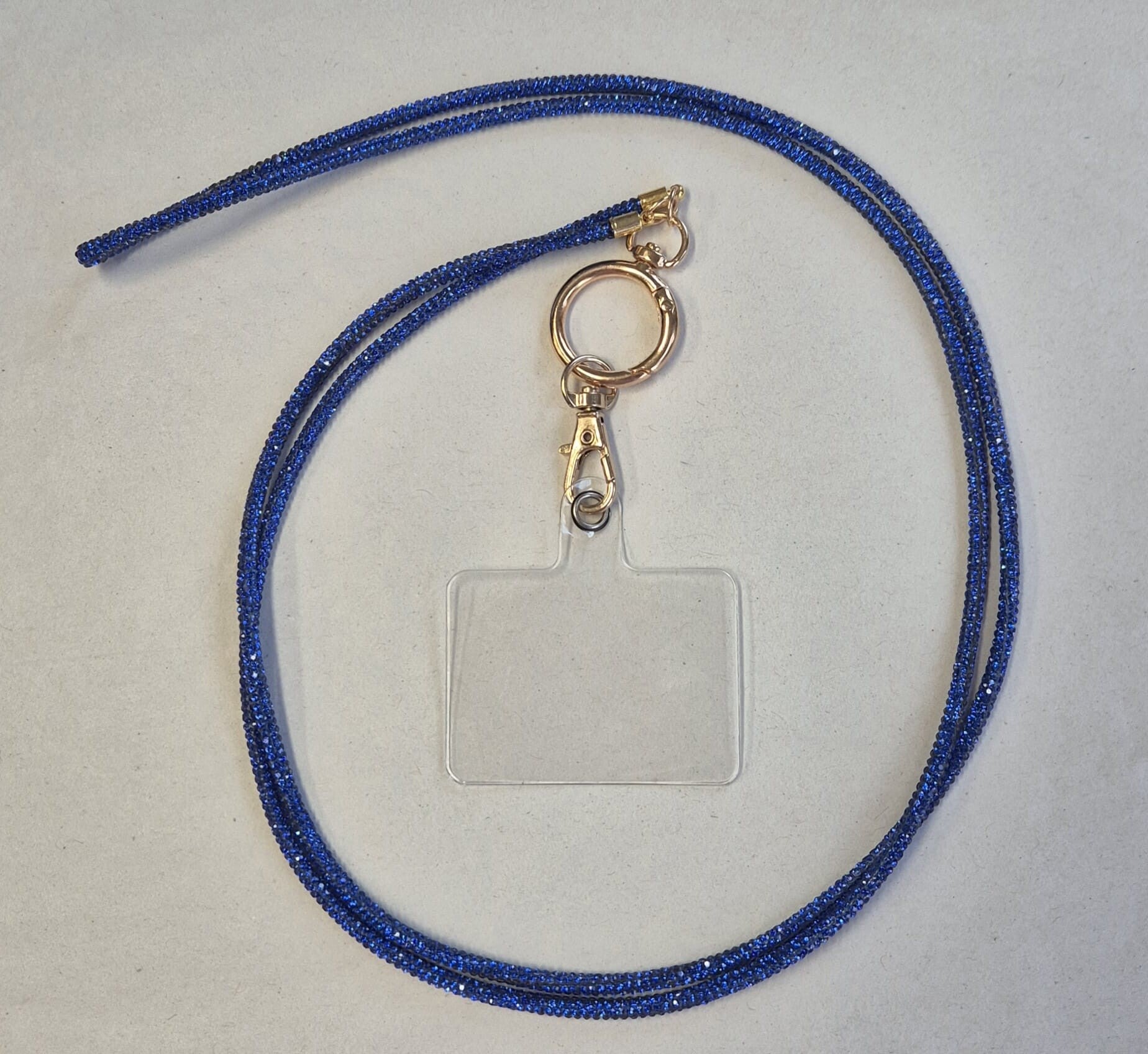 Telefoonkoord lang Royal blauw Strass