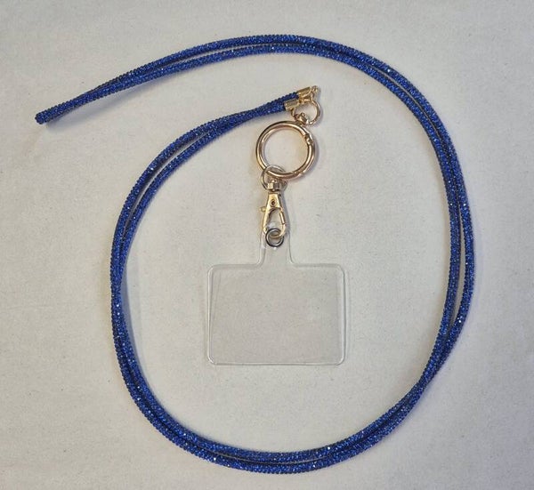 Telefoonkoord lang Royal blauw Strass