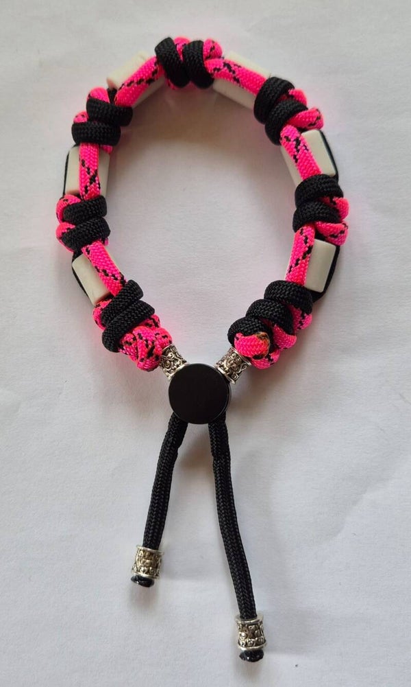 Tekenbandje Zwart met Neon Rose