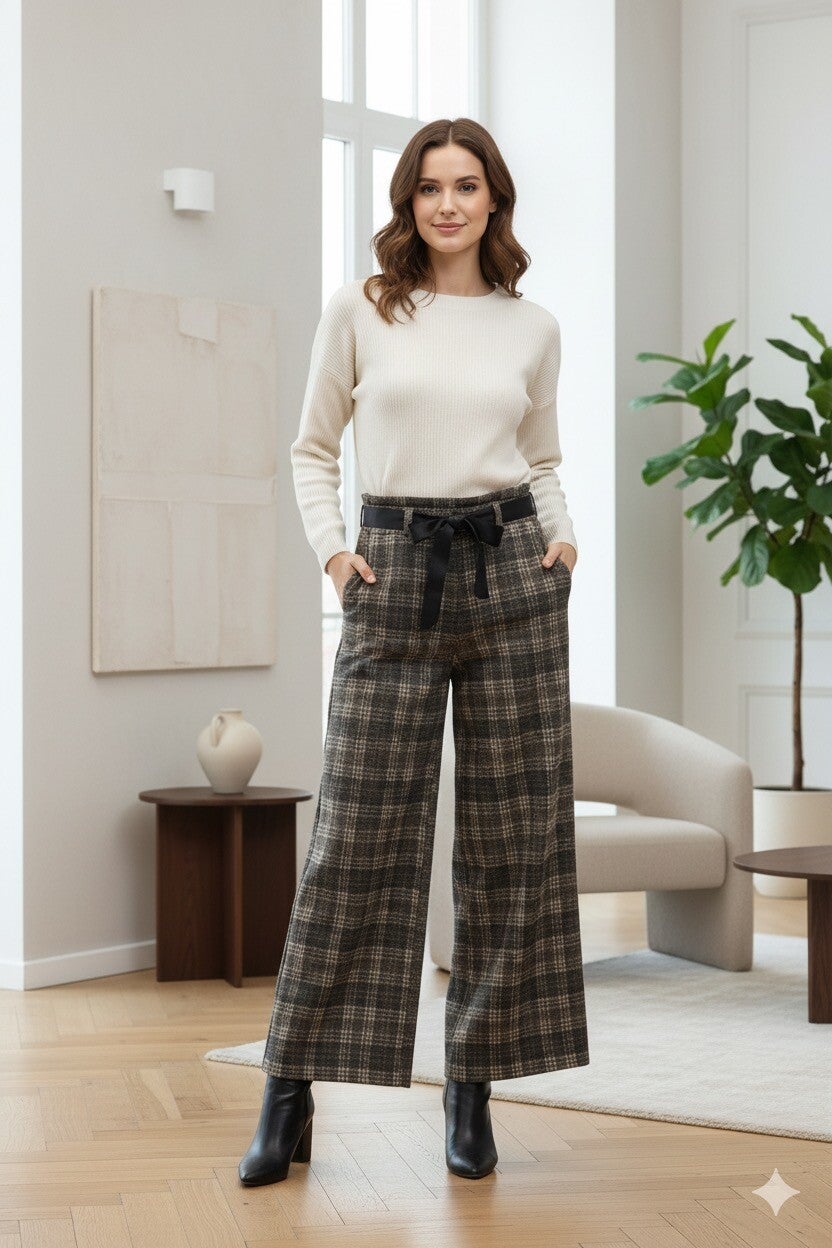 Le Pantalon Olivier : Ta pièce large à carreaux, chic et polyvalente