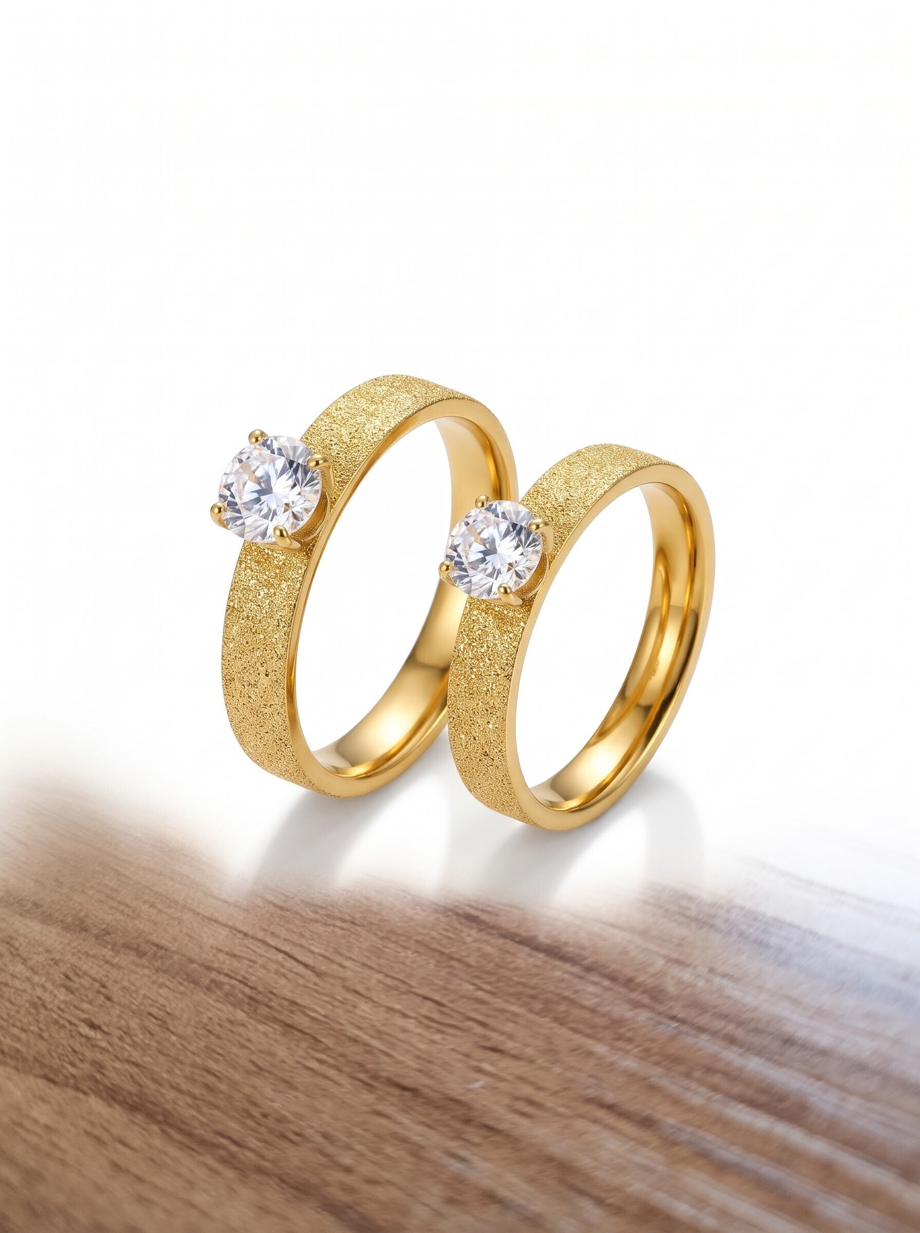 Bague Solitaire anneau  sablé taille ajustable