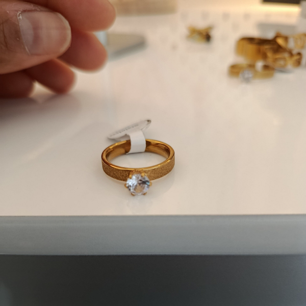 Bague Solitaire anneau  sablé taille ajustable