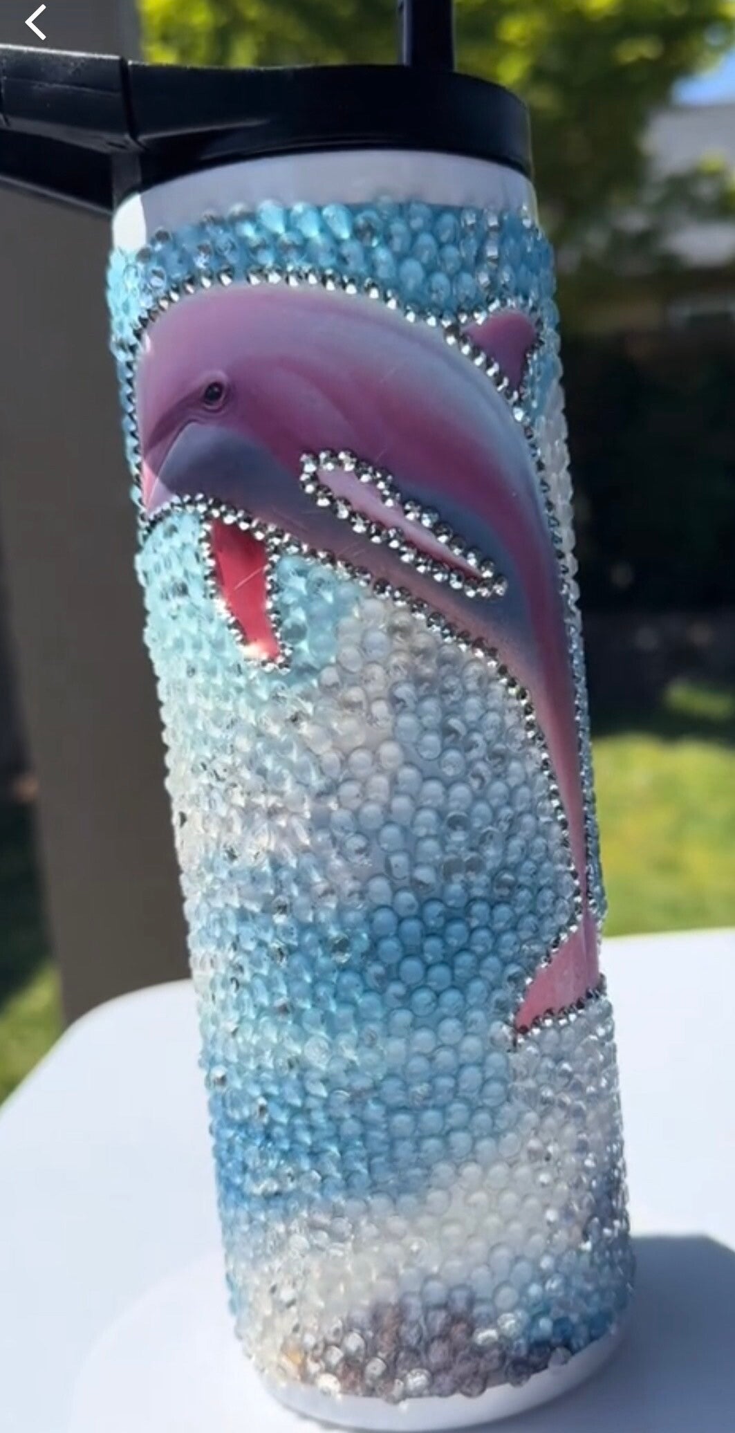 20 oz rhinestone dolphin tumbler