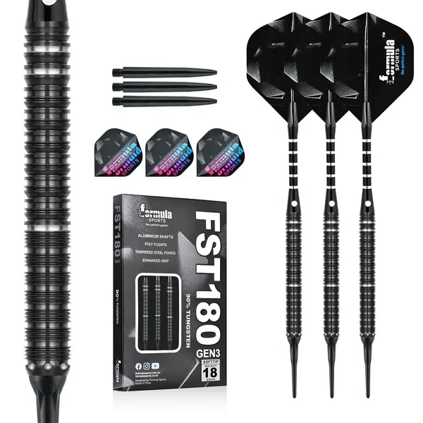 Formula FST180 Gen3 Black+Silver Rings Tungsten Dart Softtip 18g