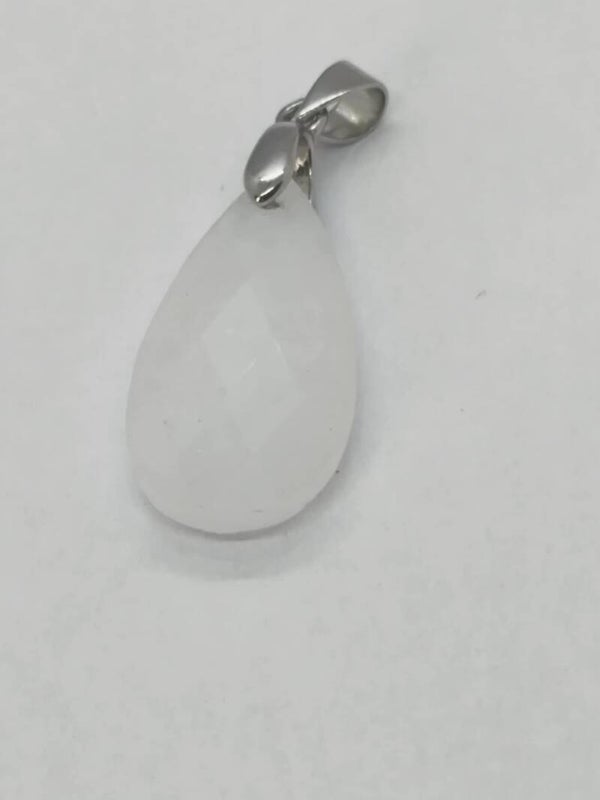 pendentif jade blanc à facette