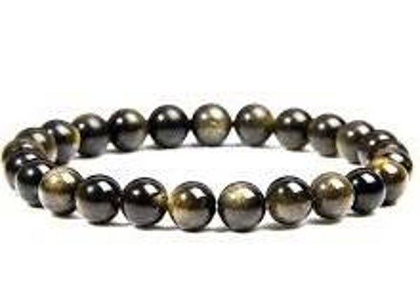 Bracelet Obsidienne doré