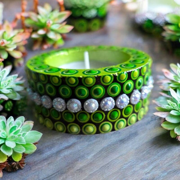 Waxinelichtje Limegroen