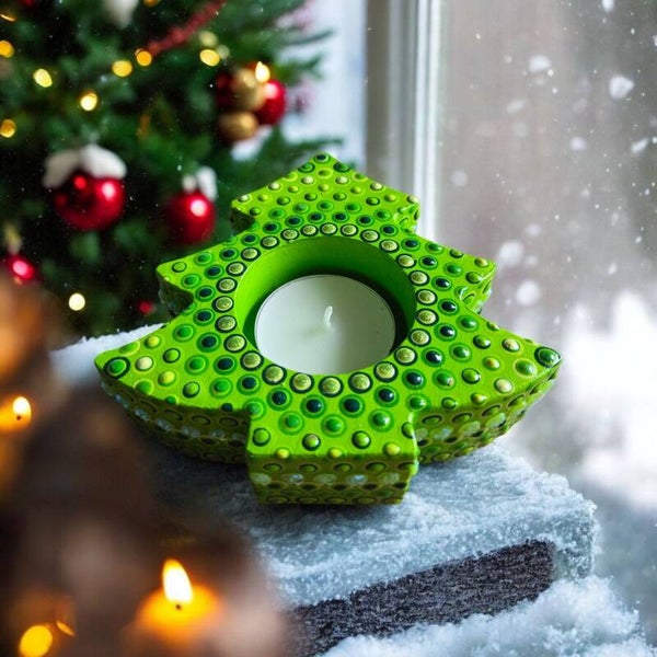Waxinelichtje Kerstboom Limegroen