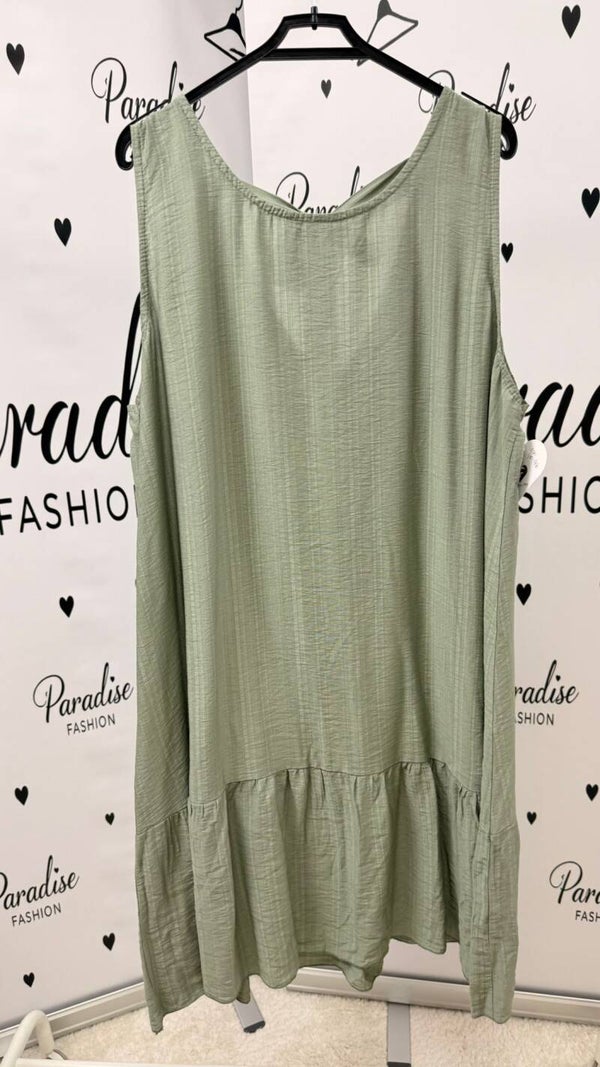 Sommerkleid mit Schleife – Khaki | One Size 40–46