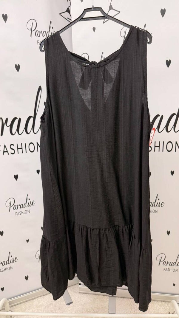 Sommerkleid mit Schleife – Schwarz | One Size 40–46