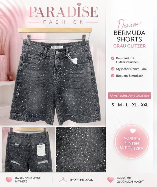 Denim Bermuda Shorts - Grau