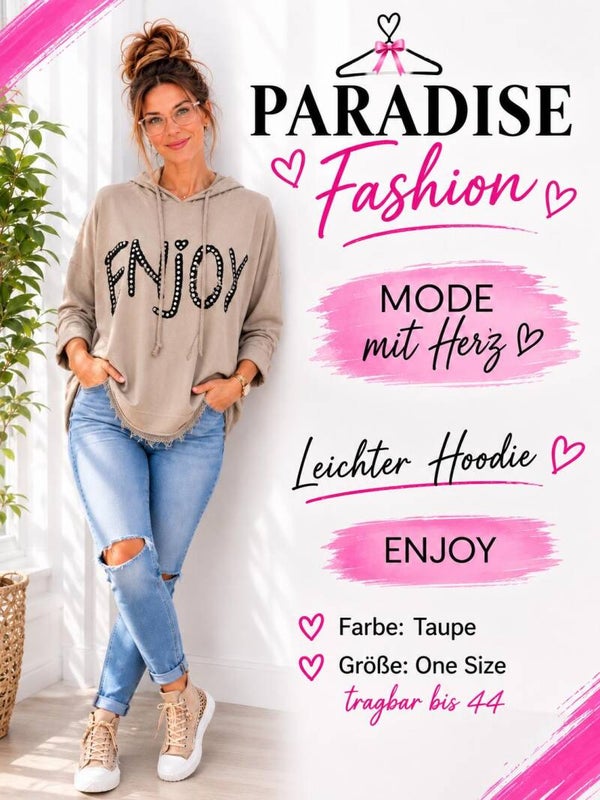 Leichter Hoodie - Enjoy -Taupe
