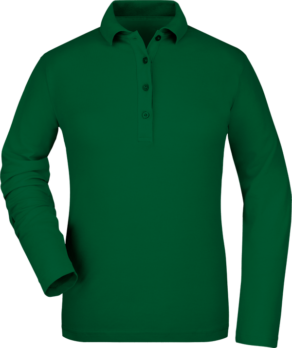 DAMES POLO GROEN LANGE MOUW