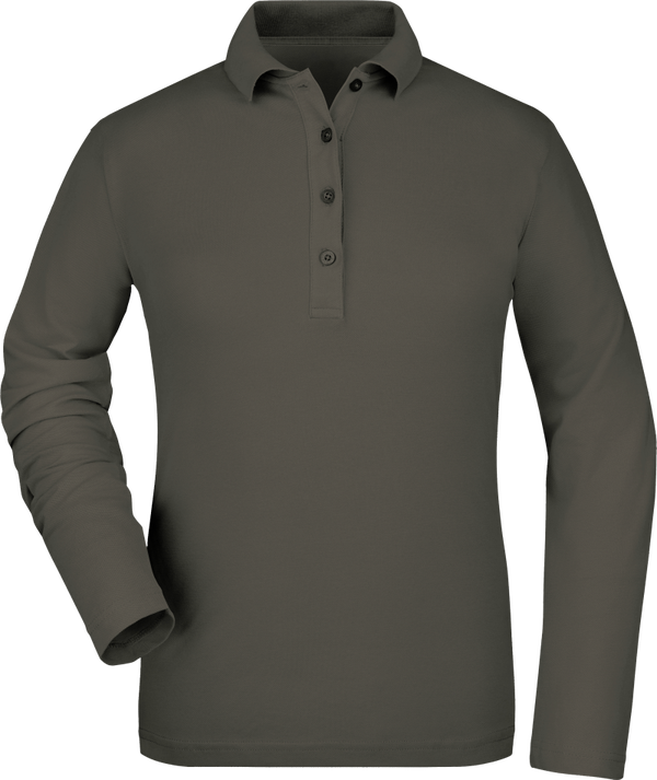 DAMES POLO SMOKE GRIJS  LANGE MOUW
