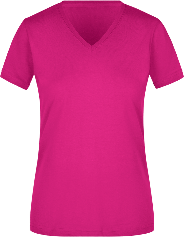 DAMES T-SHIRT V-HALS FUCHSIA
