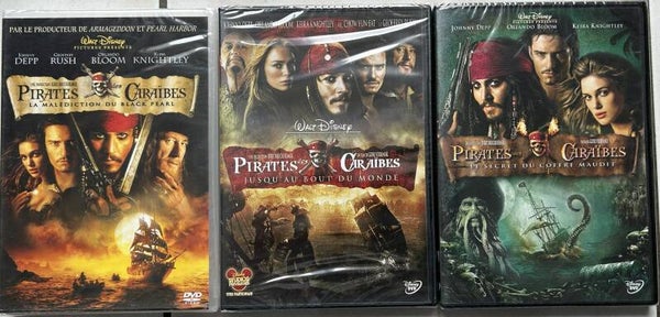 LOT 3 FILMS PIRATES DES CARAIBES