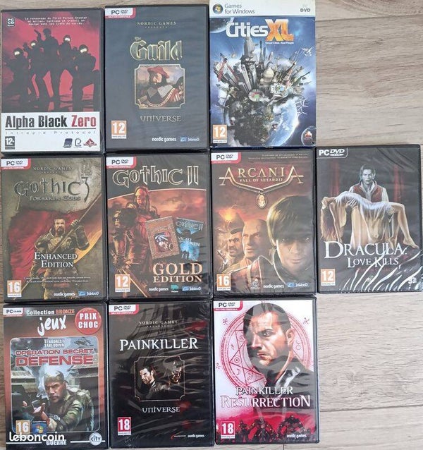 LOT DE 10 JEUX PC